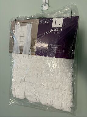 2 Packs Lush Décor Lydia Ruffle White Curtain Panels - Set of 2; 4 Panels Total